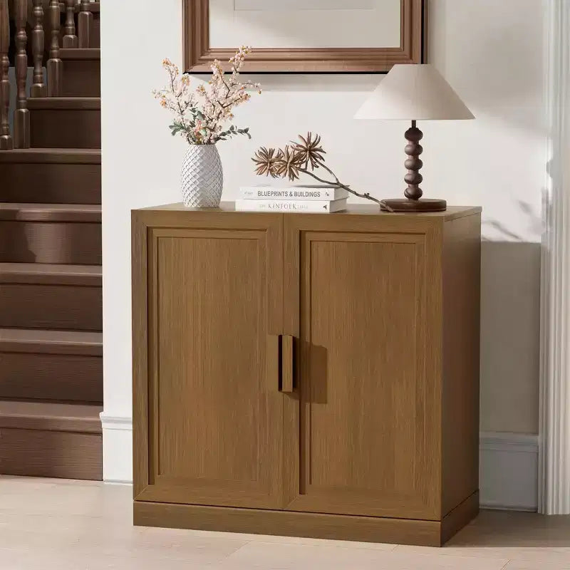 Armoire de rangement haute à grain de bois blanc, organisateur de rangement avec 2 portes en bois massif pour chambre, salon/salle à manger
