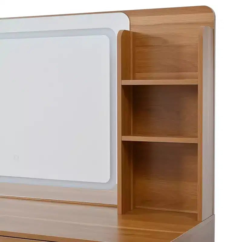 Makeup Vanity Table with Mirror, Lights, 5 Drawers and Storage Shelf