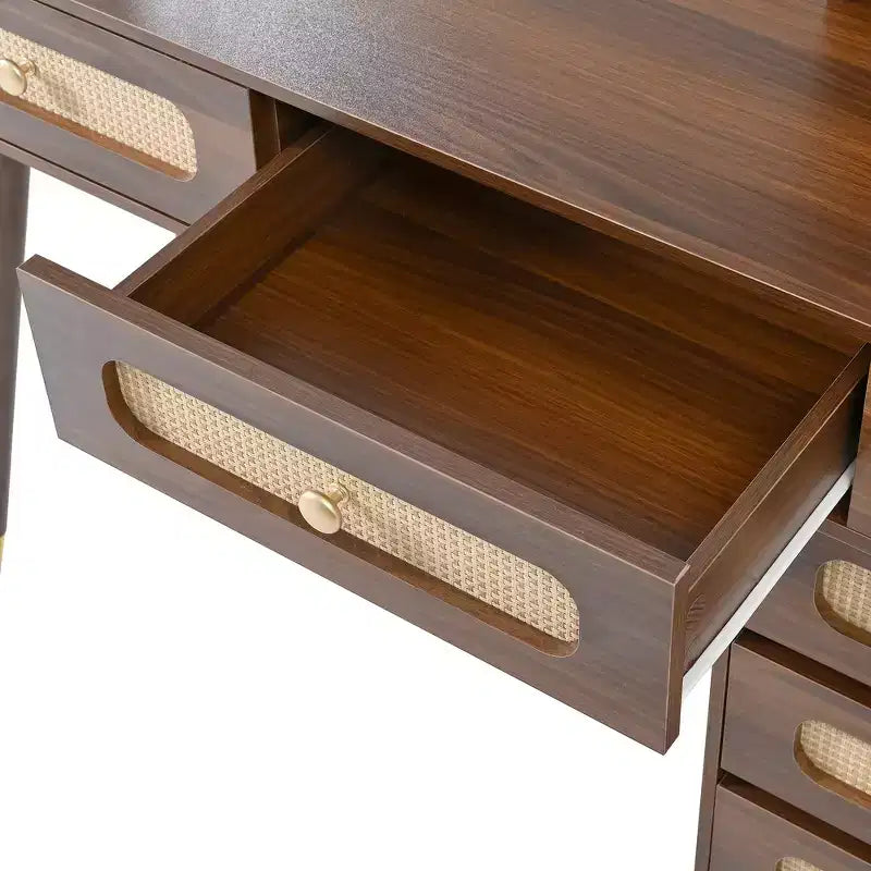 Makeup Vanity Table with Mirror, Lights, 5 Drawers and Storage Shelf