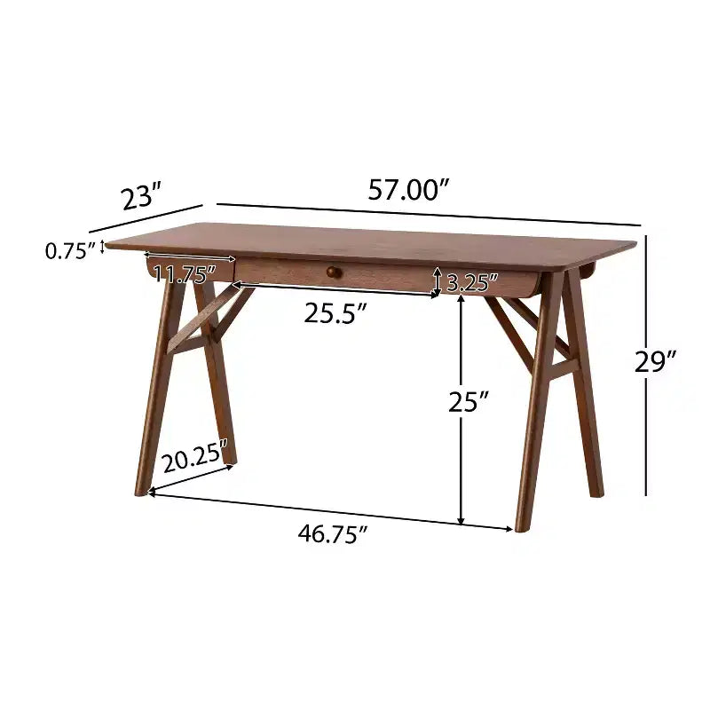 Escritorio moderno para computadora con 1 cajón, escritorio de pie para oficina en casa para dormitorio, estudio, nogal