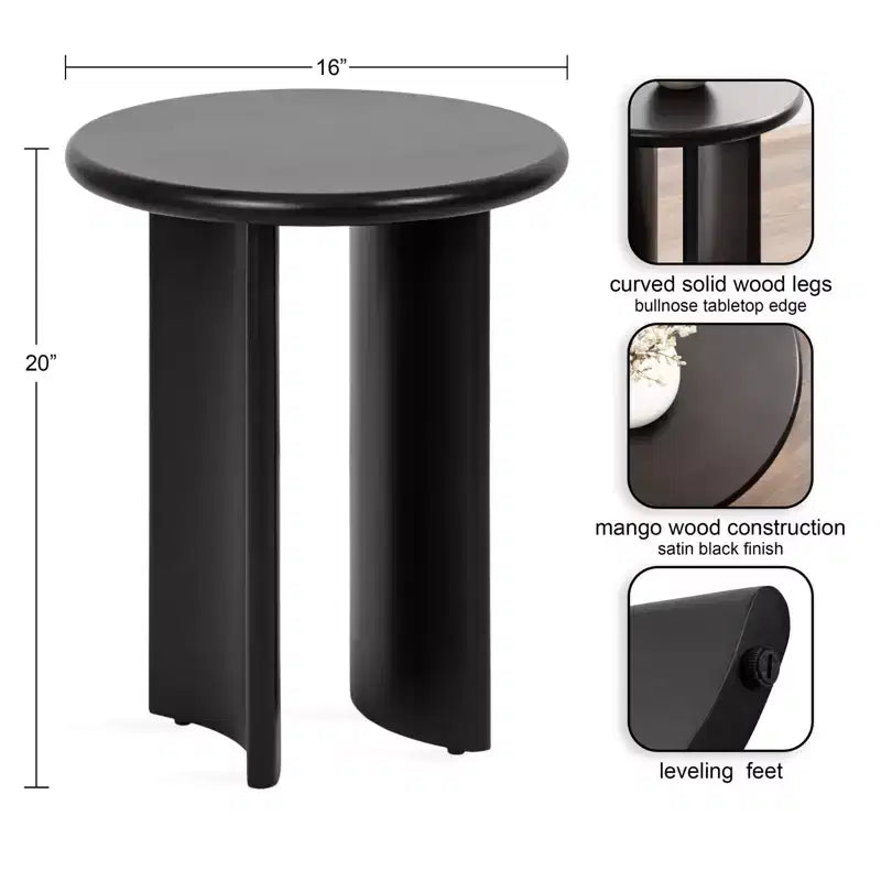 Table d'appoint ronde en bois massif, diamètre 16", hauteur 20"
