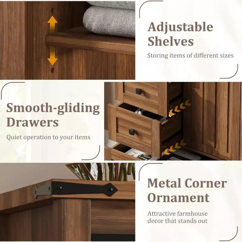 Cómoda de 5 cajones, mueble moderno de madera para dormitorio con cajones de almacenamiento, mueble para TV estilo rústico para sala, dormitorio, pasillo
