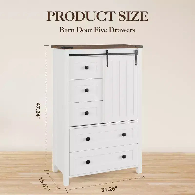 Cómoda de 5 cajones, mueble moderno de madera para dormitorio con cajones de almacenamiento, mueble para TV estilo rústico para sala, dormitorio, pasillo