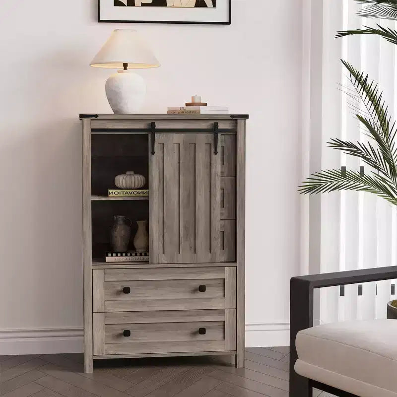 Cómoda de 5 cajones, mueble moderno de madera para dormitorio con cajones de almacenamiento, mueble para TV estilo rústico para sala, dormitorio, pasillo