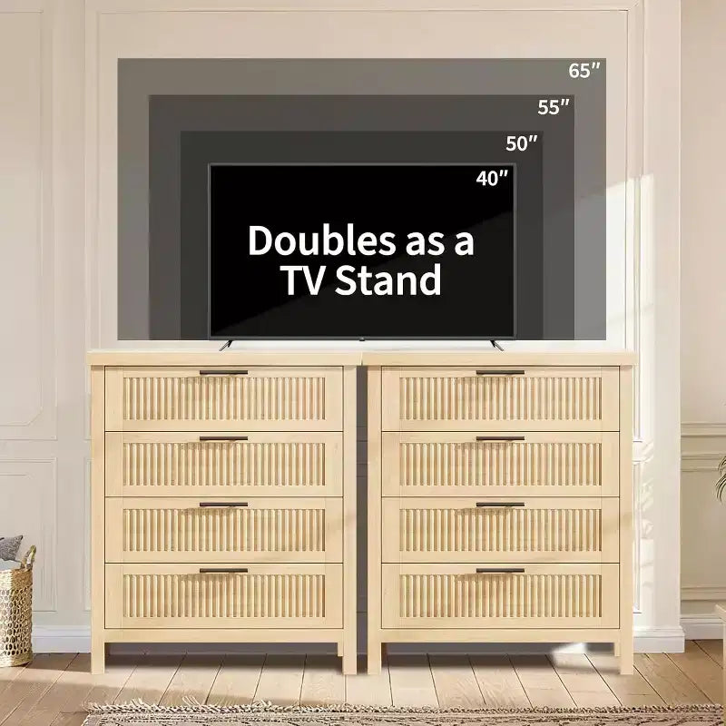 Cómoda de 4 cajones, mueble moderno de madera para dormitorio con tiradores y cajones de almacenamiento, mueble para TV estilo rústico para sala, dormitorio, pasillo