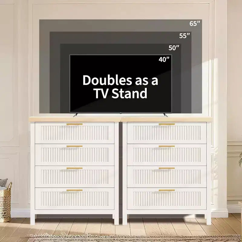 Cómoda de 4 cajones, mueble moderno de madera para dormitorio con tiradores y cajones de almacenamiento, mueble para TV estilo rústico para sala, dormitorio, pasillo