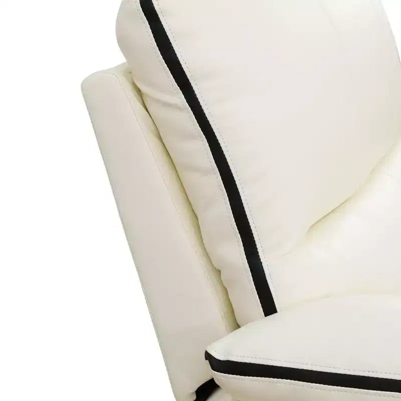 Divano reclinabile elettrico a 2 posti in pelle traspirante con contenitore e portabicchieri, bianco