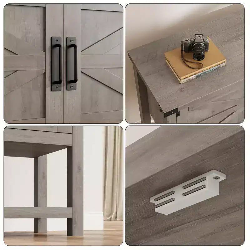 Table console style ferme avec 2 portes, table d'entrée avec étagère ouverte pour salon/cuisine/chambre