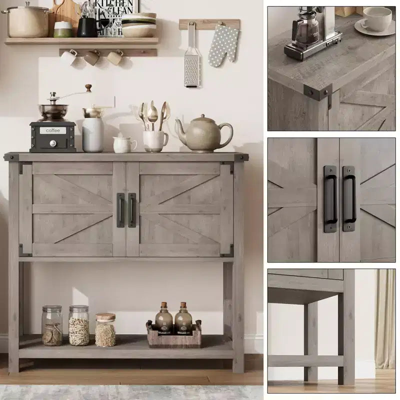 Table console style ferme avec 2 portes, table d'entrée avec étagère ouverte pour salon/cuisine/chambre