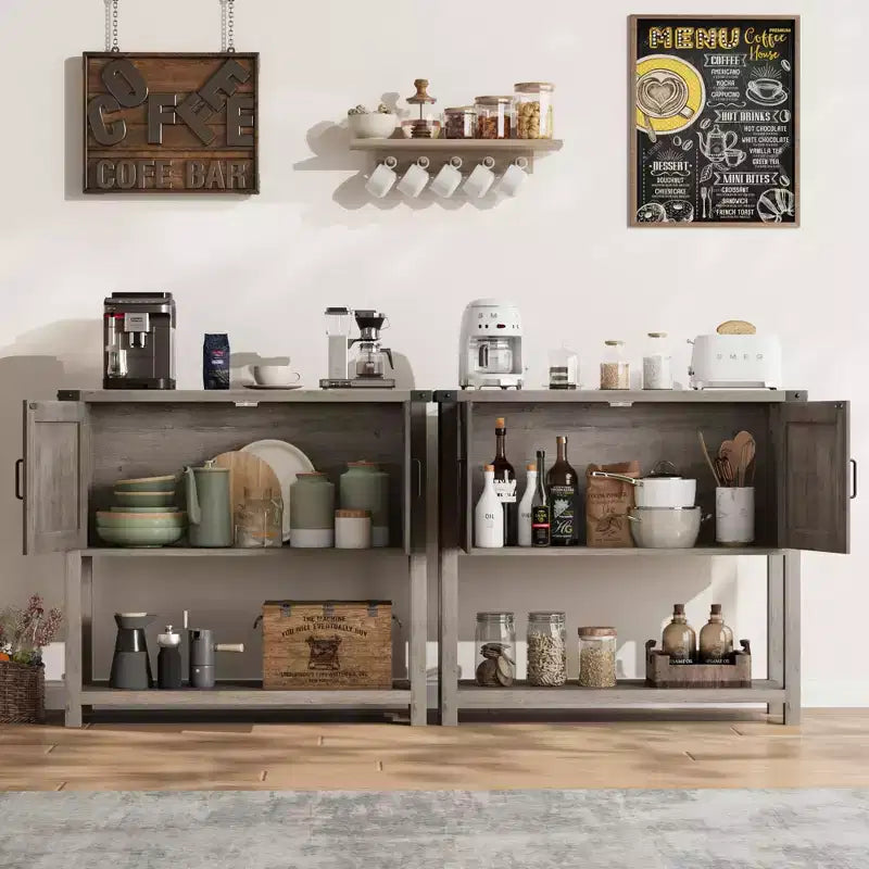 Table console style ferme avec 2 portes, table d'entrée avec étagère ouverte pour salon/cuisine/chambre