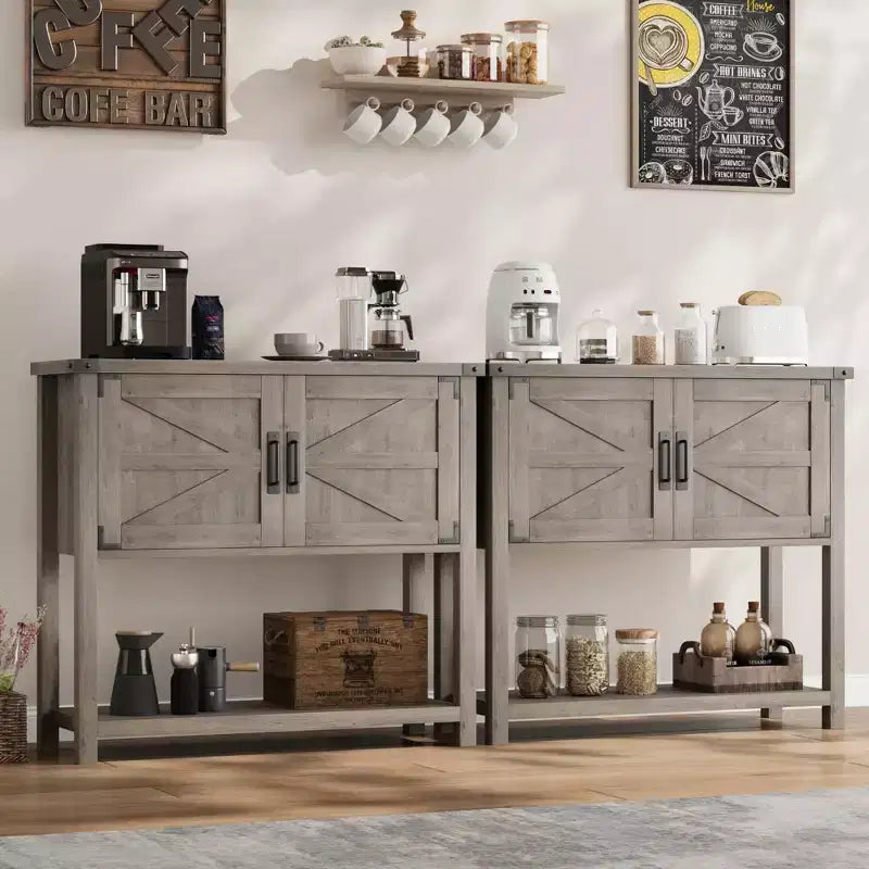Table console style ferme avec 2 portes, table d'entrée avec étagère ouverte pour salon/cuisine/chambre