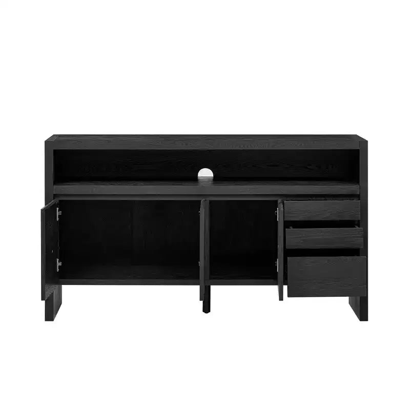 Buffet de rangement 60 avec 3 tiroirs, grande étagère ouverte et 3 portes, buffet d'entrée console meuble TV pour salon cuisine