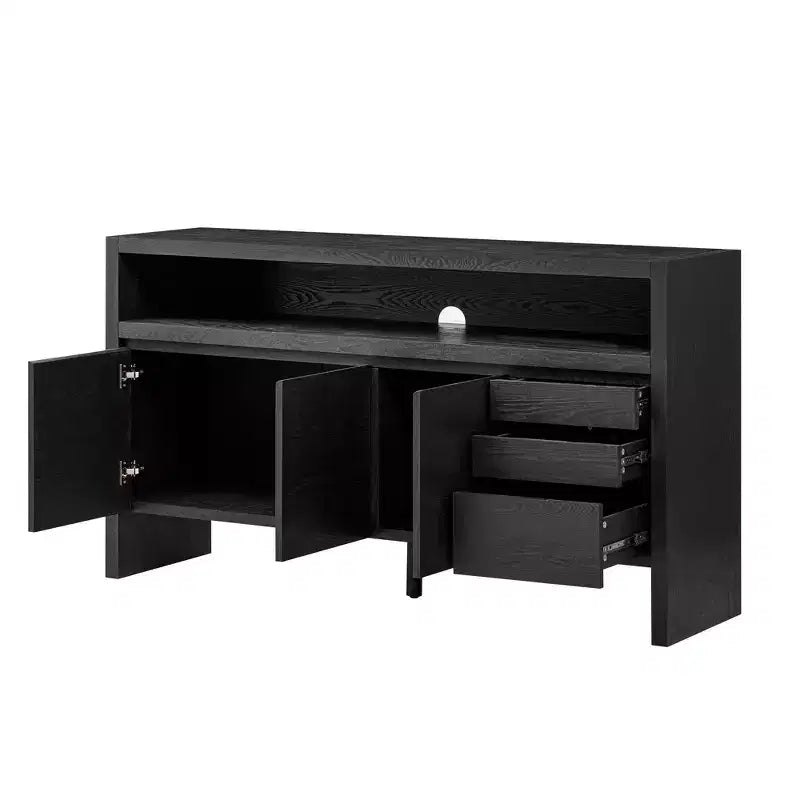 Buffet de rangement 60 avec 3 tiroirs, grande étagère ouverte et 3 portes, buffet d'entrée console meuble TV pour salon cuisine
