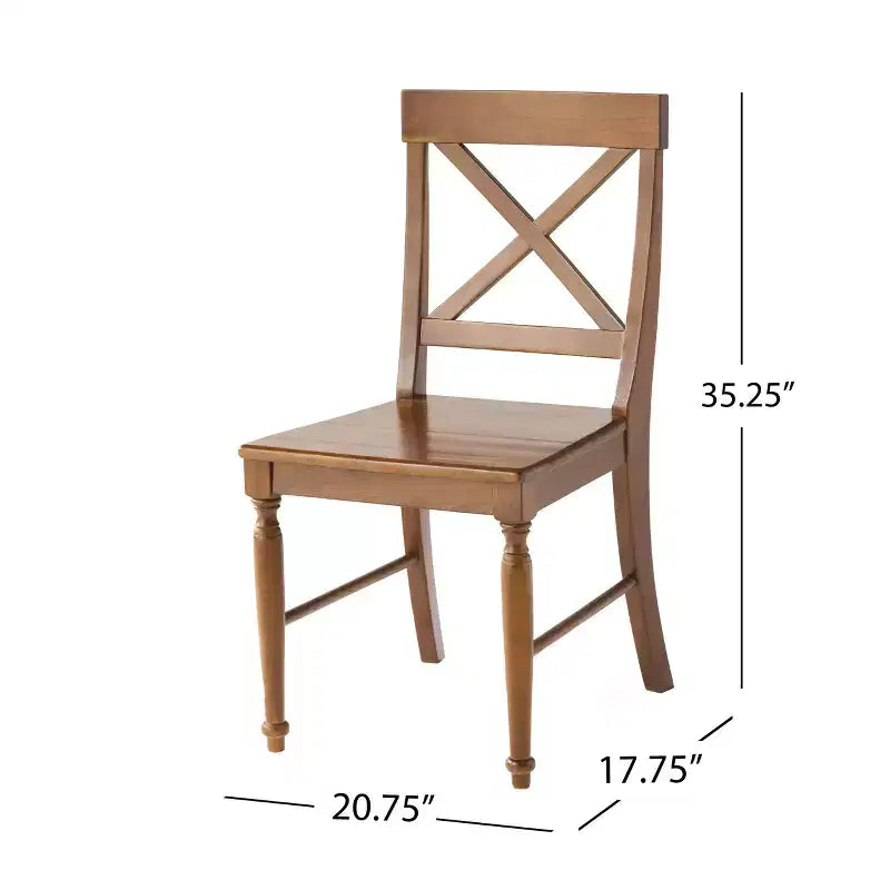 Ensemble de 2 chaises de salle à manger sans accoudoirs en bois d'acacia de style milieu du siècle avec dossier en X, style ferme
