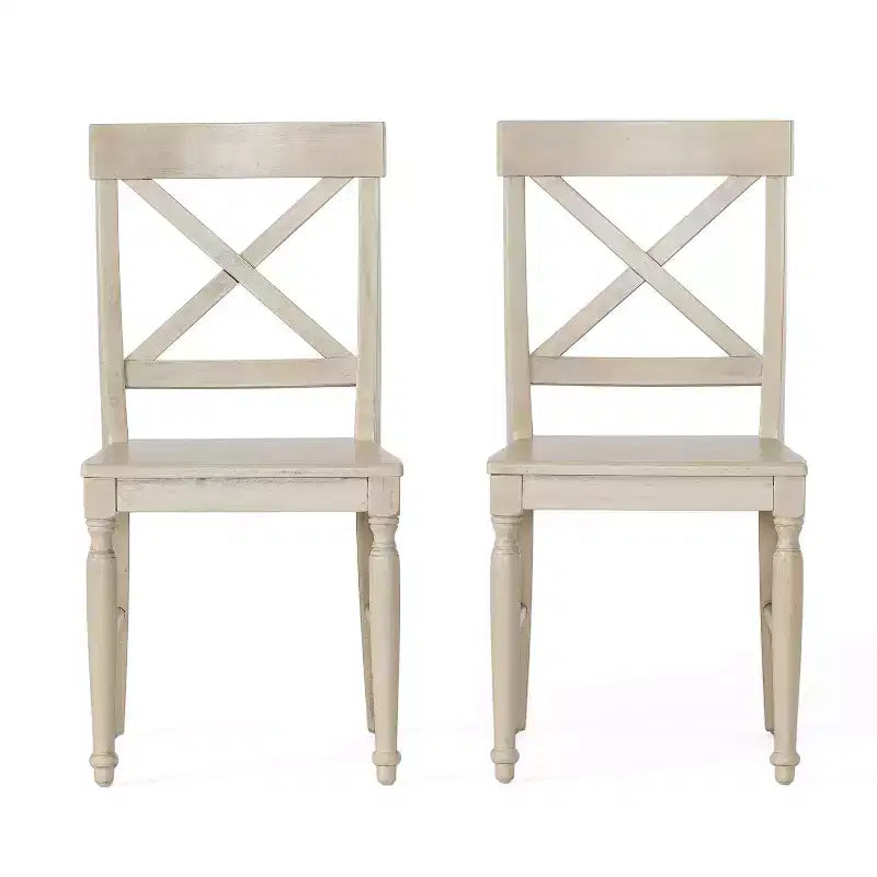 Ensemble de 2 chaises de salle à manger sans accoudoirs en bois d'acacia de style milieu du siècle avec dossier en X, style ferme