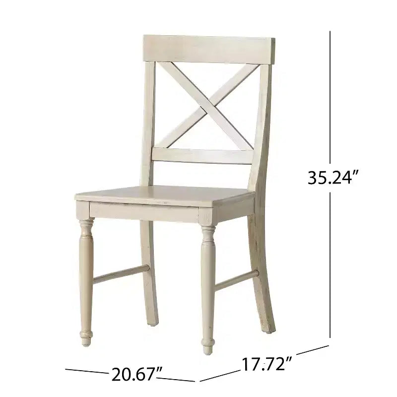 Ensemble de 2 chaises de salle à manger sans accoudoirs en bois d'acacia de style milieu du siècle avec dossier en X, style ferme