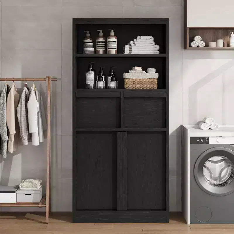 Uzun Banyo Dolabı, Kapaklı ve 2 Çekmeceli Yer Dolabı, 51 cm Yüksekliğinde Bağımsız Düzenleyici Dolap, Banyo, Oturma Odası, Mutfak için