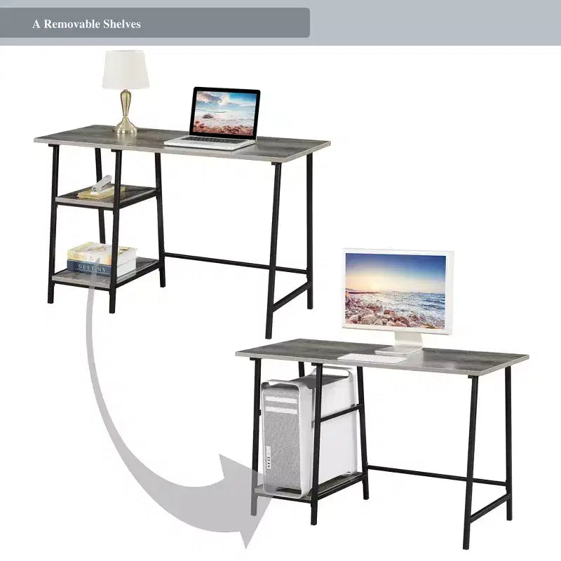 Black Wood Composite Computer Desk with All Purpose Drawer