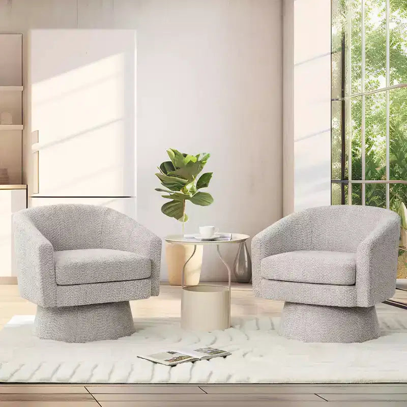 Fauteuil d'appoint en velours pivotant avec ottomane, rotation à 360°, soutien ergonomique, fauteuil moderne à accoudoirs ronds pour salon, chambre  