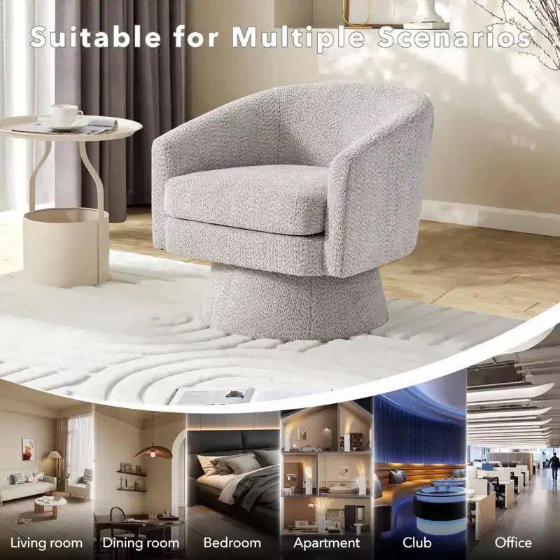 Fauteuil d'appoint en velours pivotant avec ottomane, rotation à 360°, soutien ergonomique, fauteuil moderne à accoudoirs ronds pour salon, chambre  