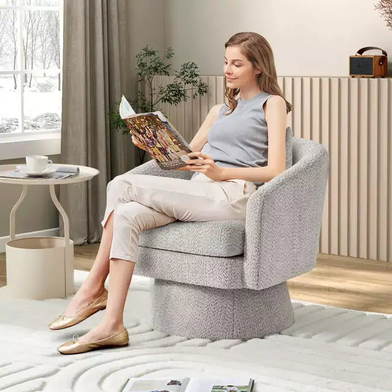 Fauteuil d'appoint en velours pivotant avec ottomane, rotation à 360°, soutien ergonomique, fauteuil moderne à accoudoirs ronds pour salon, chambre  