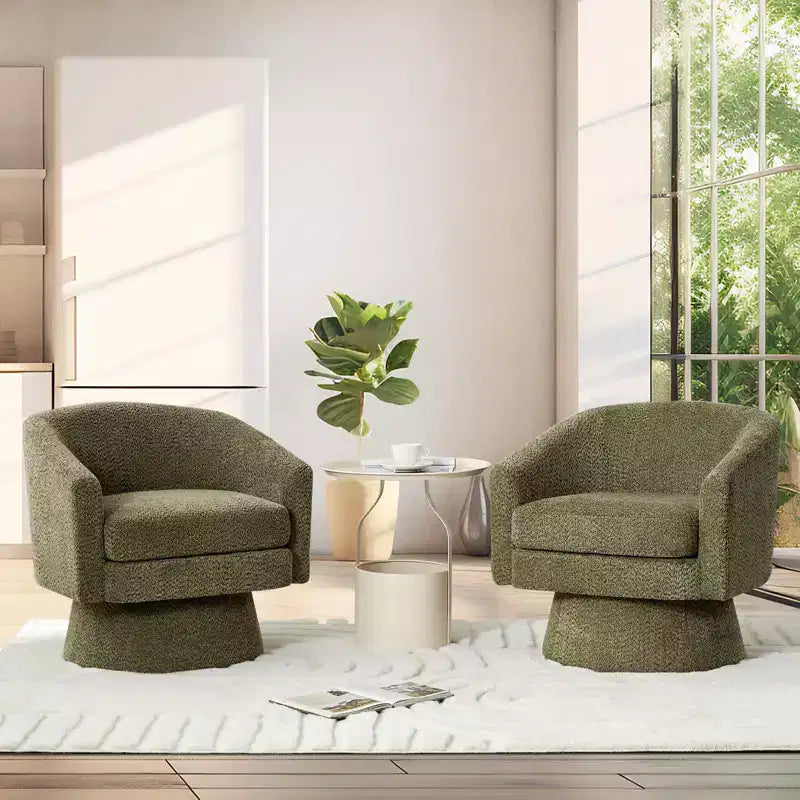 Fauteuil d'appoint en velours pivotant avec ottomane, rotation à 360°, soutien ergonomique, fauteuil moderne à accoudoirs ronds pour salon, chambre  