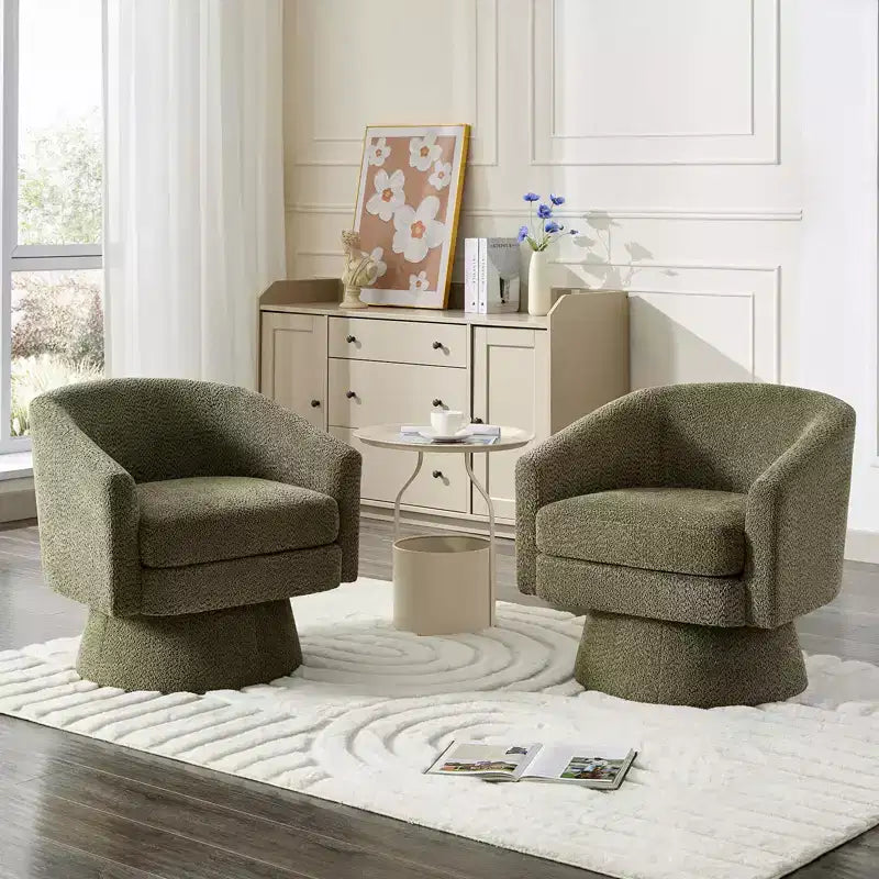 Fauteuil d'appoint en velours pivotant avec ottomane, rotation à 360°, soutien ergonomique, fauteuil moderne à accoudoirs ronds pour salon, chambre  