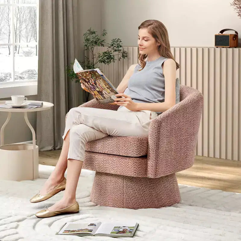 Fauteuil d'appoint en velours pivotant avec ottomane, rotation à 360°, soutien ergonomique, fauteuil moderne à accoudoirs ronds pour salon, chambre  
