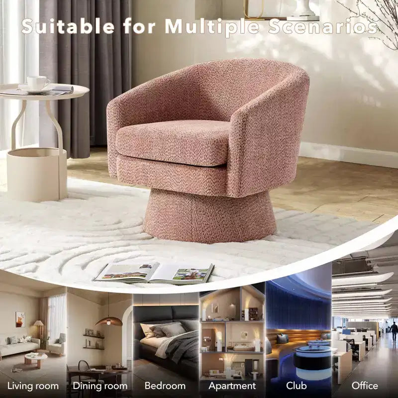 Fauteuil d'appoint en velours pivotant avec ottomane, rotation à 360°, soutien ergonomique, fauteuil moderne à accoudoirs ronds pour salon, chambre  