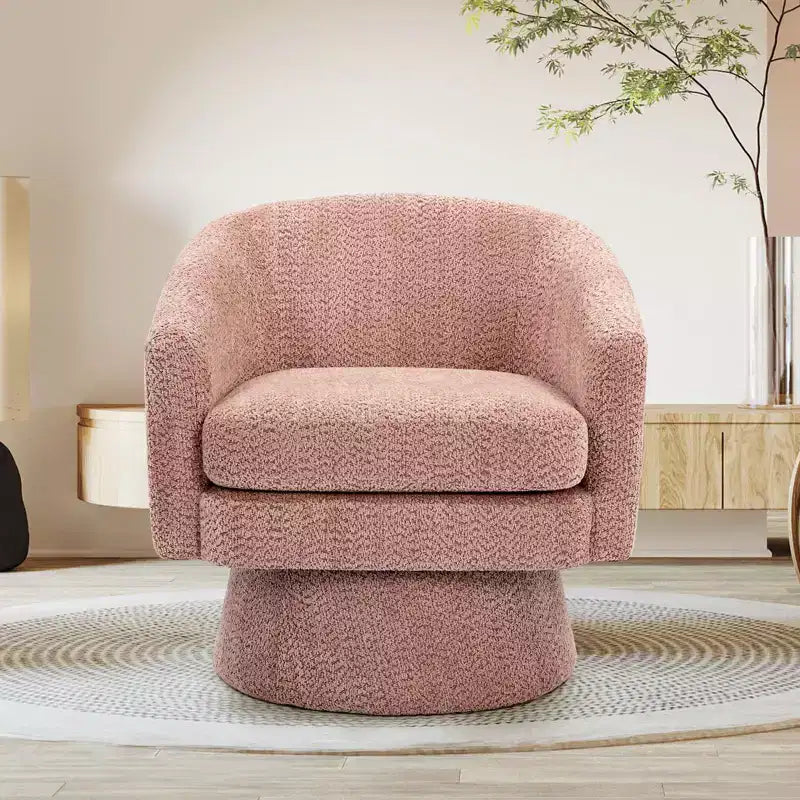 Fauteuil d'appoint en velours pivotant avec ottomane, rotation à 360°, soutien ergonomique, fauteuil moderne à accoudoirs ronds pour salon, chambre  