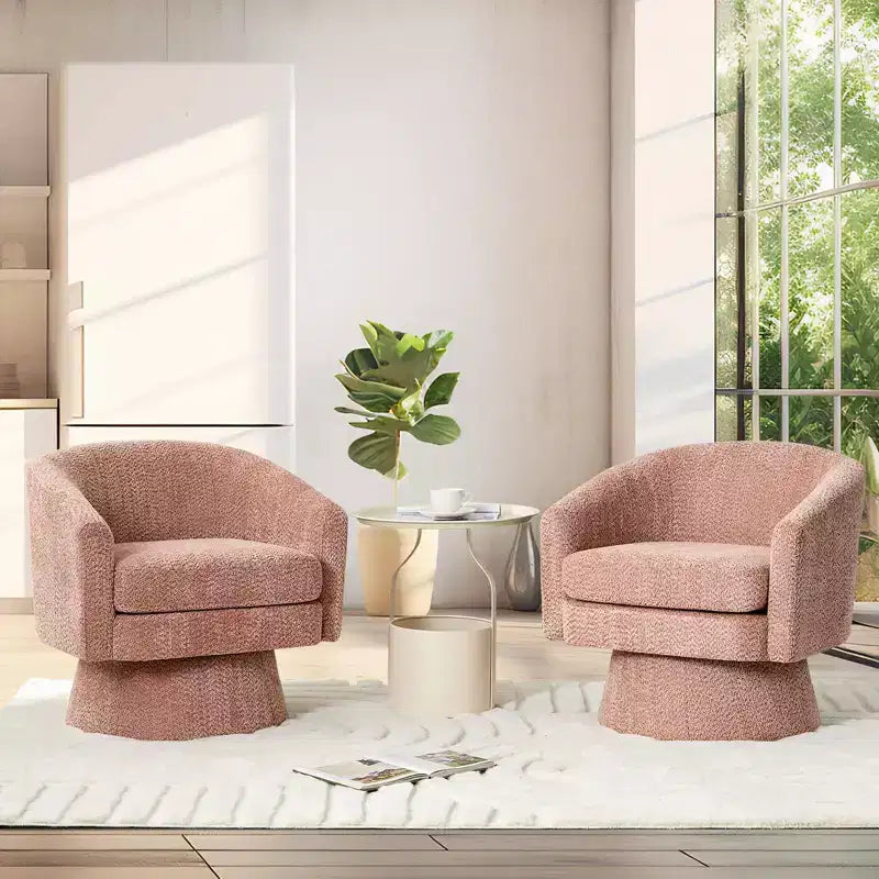 Fauteuil d'appoint en velours pivotant avec ottomane, rotation à 360°, soutien ergonomique, fauteuil moderne à accoudoirs ronds pour salon, chambre  