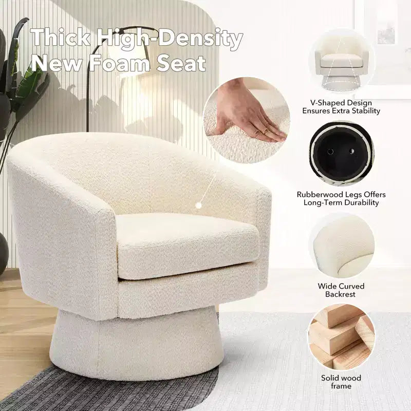 Fauteuil d'appoint en velours pivotant avec ottomane, rotation à 360°, soutien ergonomique, fauteuil moderne à accoudoirs ronds pour salon, chambre  