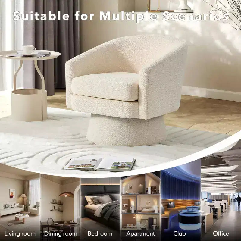 Fauteuil d'appoint en velours pivotant avec ottomane, rotation à 360°, soutien ergonomique, fauteuil moderne à accoudoirs ronds pour salon, chambre  
