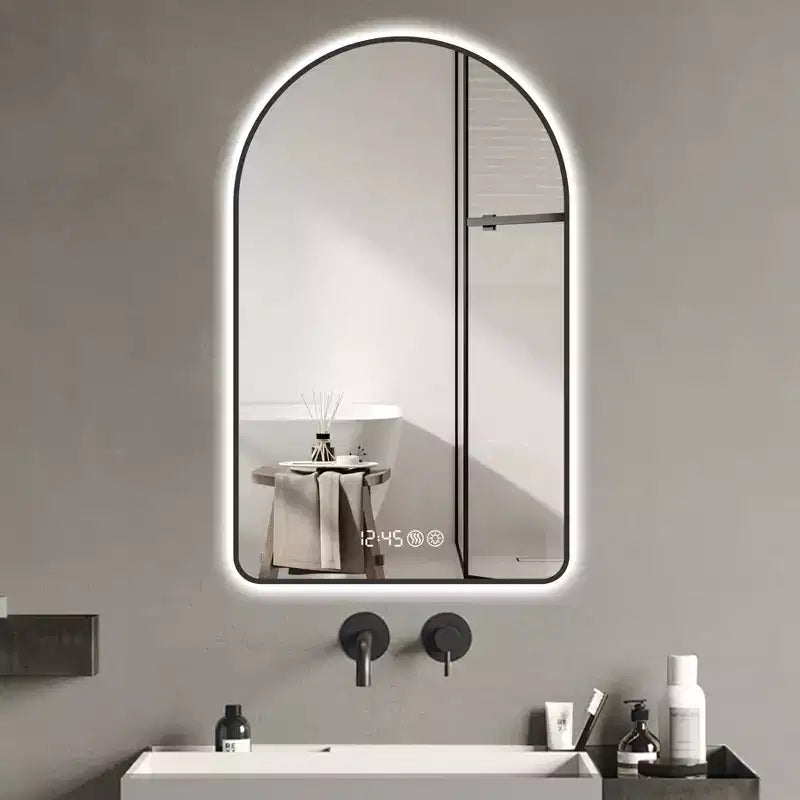 Modern 48" Kavisli LED Banyo Aynası, Üç Renk Sıcaklığı Seçeneğiyle