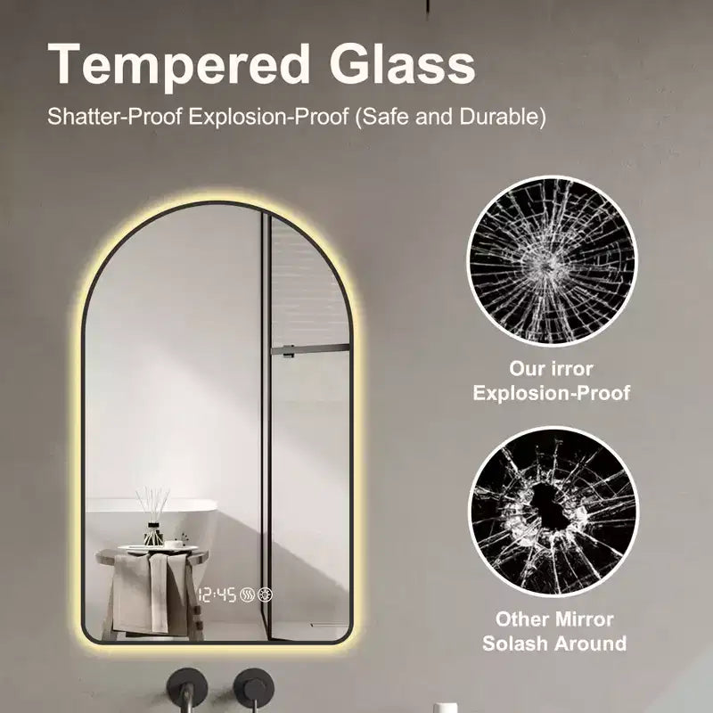 Modern 48" Arched LED Bathroom Mirror with Three Color Temperatures
