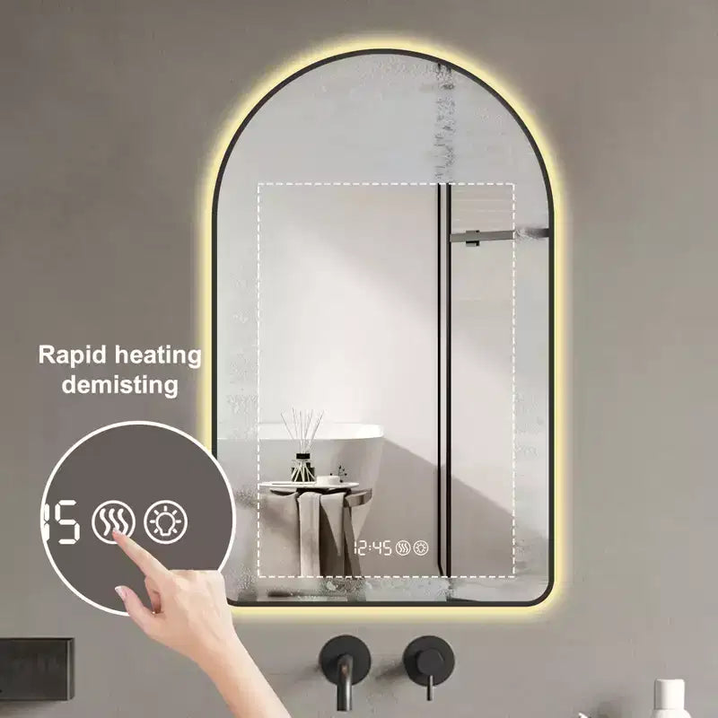 Modern 48" Arched LED Bathroom Mirror with Three Color Temperatures