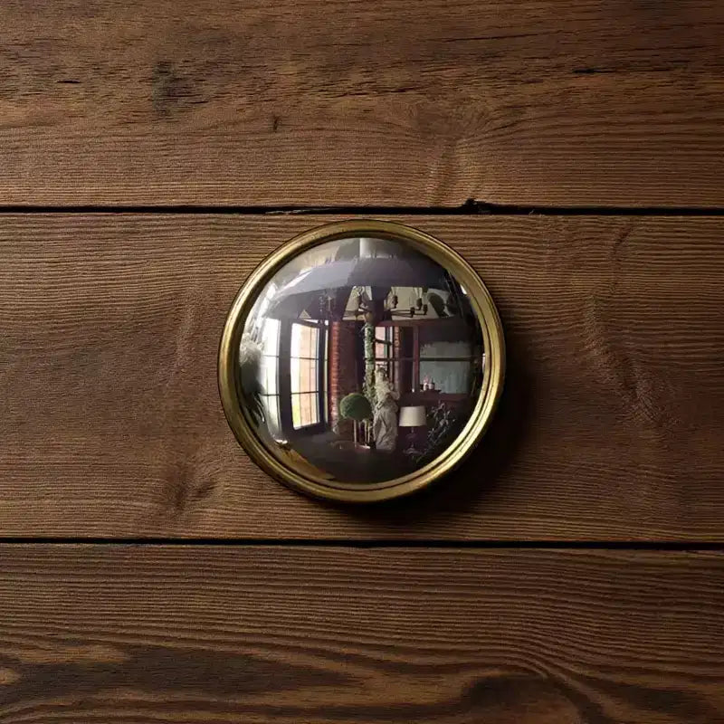Miroir décoratif convexe avec cadre en métal feuille d'or, pour murs ou table  