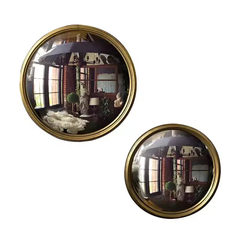 Miroir décoratif convexe avec cadre en métal feuille d'or, pour murs ou table  