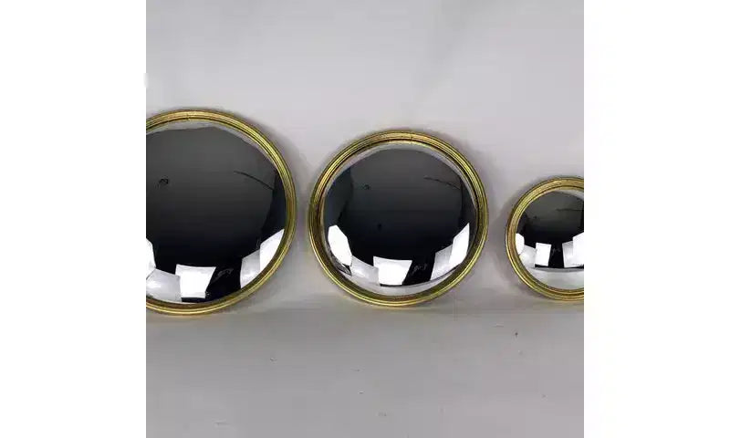 Miroir décoratif convexe avec cadre en métal feuille d'or, pour murs ou table  