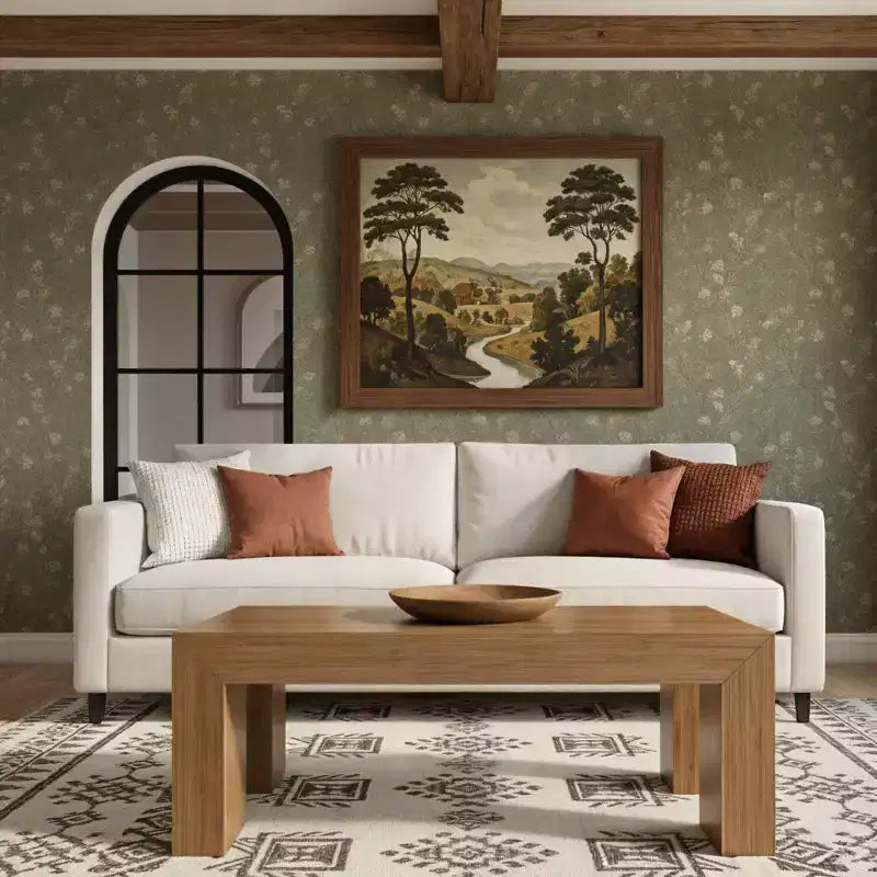 Moderne rechthoekige salontafel, 48" x 24", massief dennenhout met draadgeborstelde afwerking