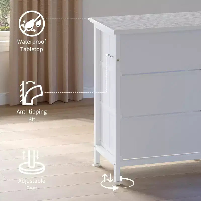 Meuble TV commode long de 70 pouces pour TV de 65, 75, 80 pouces, large commode à 13 tiroirs en tissu, grand centre de divertissement pour chambre