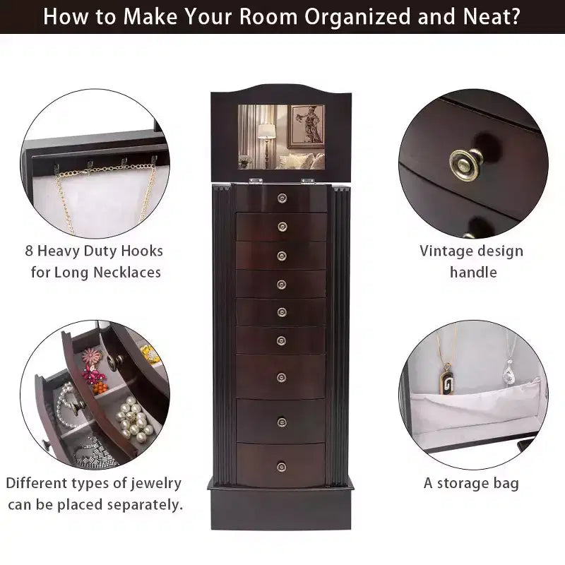 Wide Freestanding Jewelry Armoire