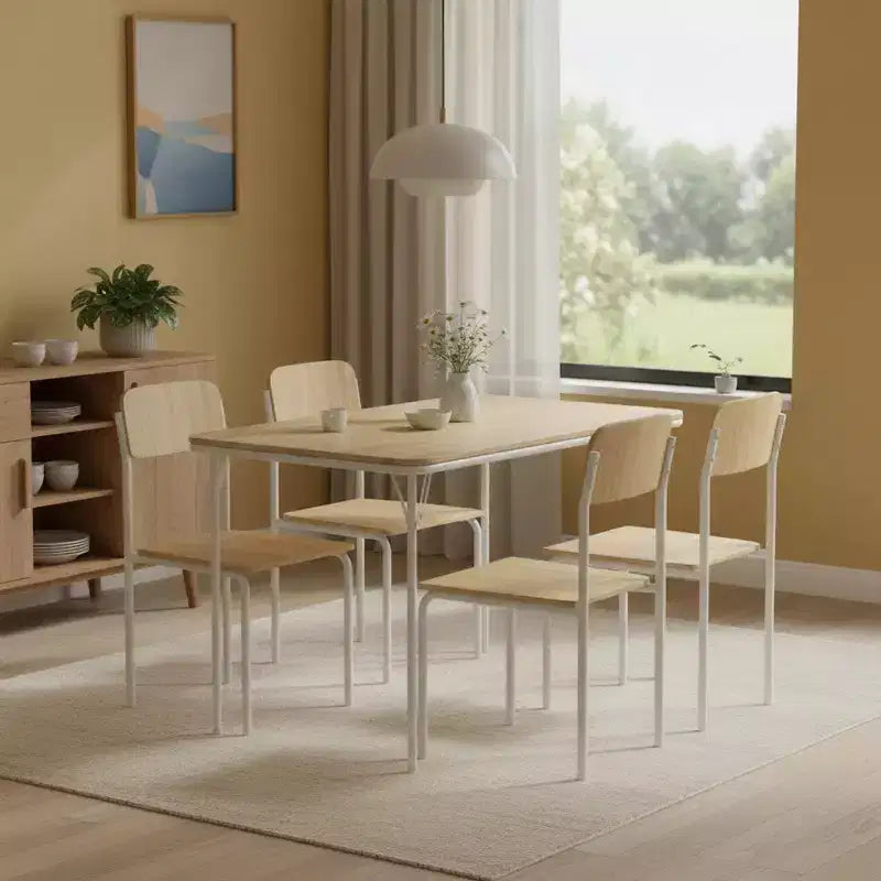 Folding Table with MDF Wood Top and Sturdy Metal Legs, Space-Saving Foldable Desk for Dining, Study, Small Apartments & Outdoor Use