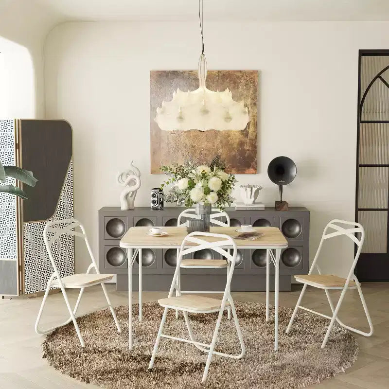 Opvouwbare tafel met MDF houten blad en stevige metalen poten, ruimtebesparend inklapbaar bureau voor dineren, studeren, kleine appartementen en buitengebruik