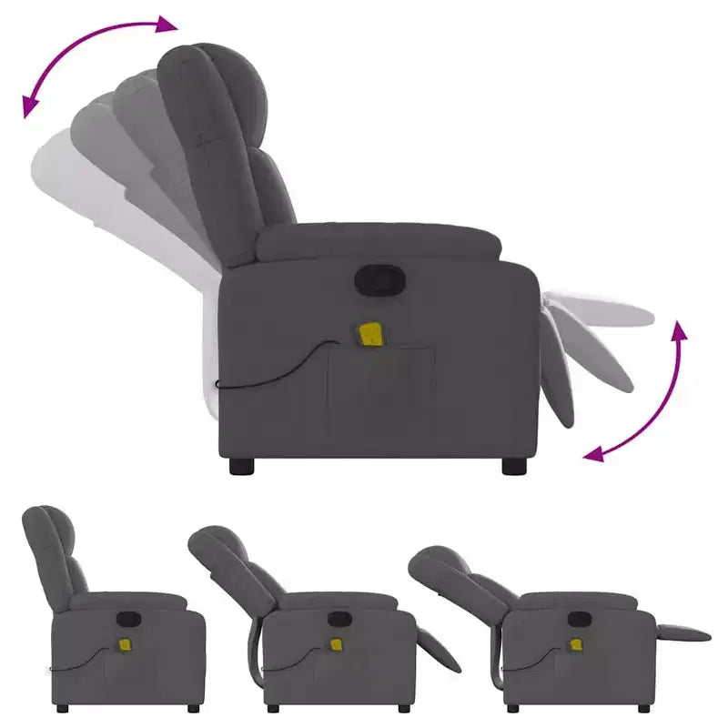 Sillón reclinable de masaje - empuje manual hacia atrás, gris claro