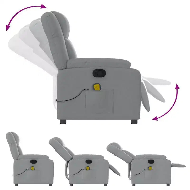 Sillón reclinable de masaje - empuje manual hacia atrás, gris claro
