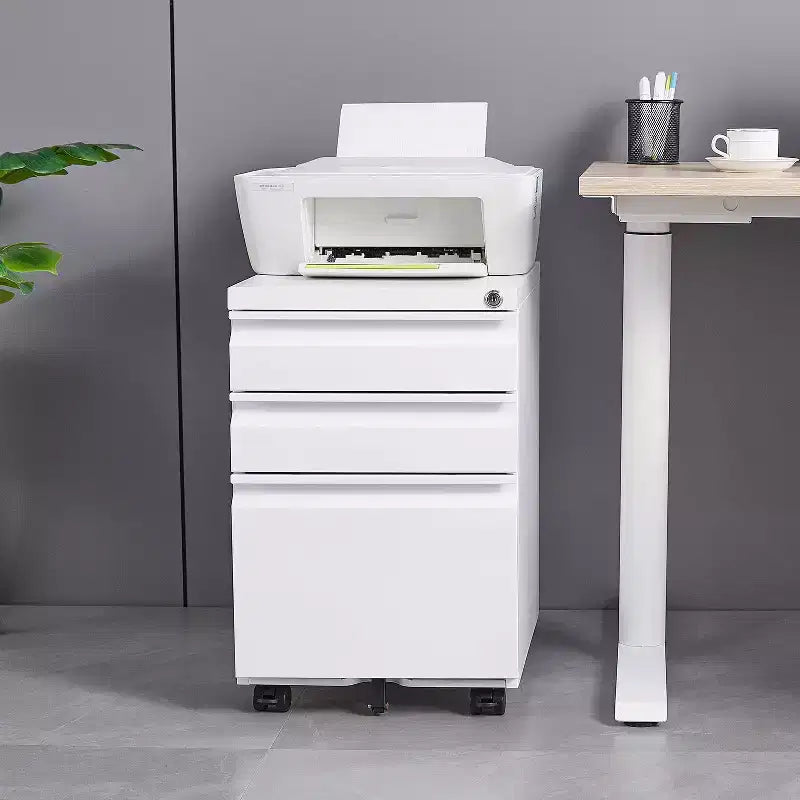 Kilitli Modern Küçük Mobil Dosya Dolabı, Ev Ofisi için Depolama Organizeri, Masa Altı