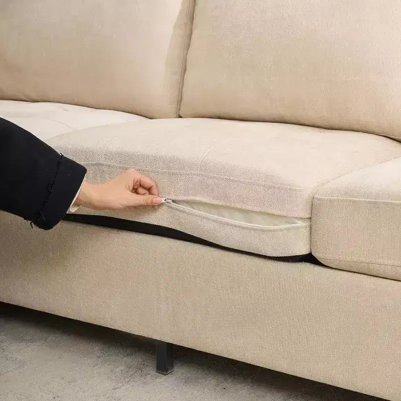 Sofa 3-osobowa z szerokim podłokietnikiem, zdejmowanym zagłówkiem i bocznymi kieszeniami na przechowywanie, do salonu i sypialni