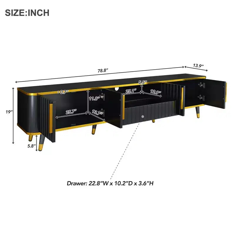 TV-meubel met open plank voor tv's tot 85 inch, modern entertainmentcentrum met 2 kasten en 1 lade, zwart