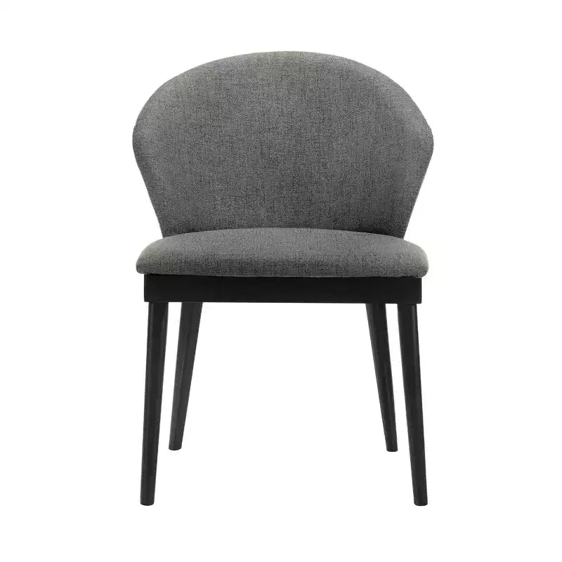 Chaise de salle à manger rembourrée, lot de 2 - tissu charbon avec bois noir
